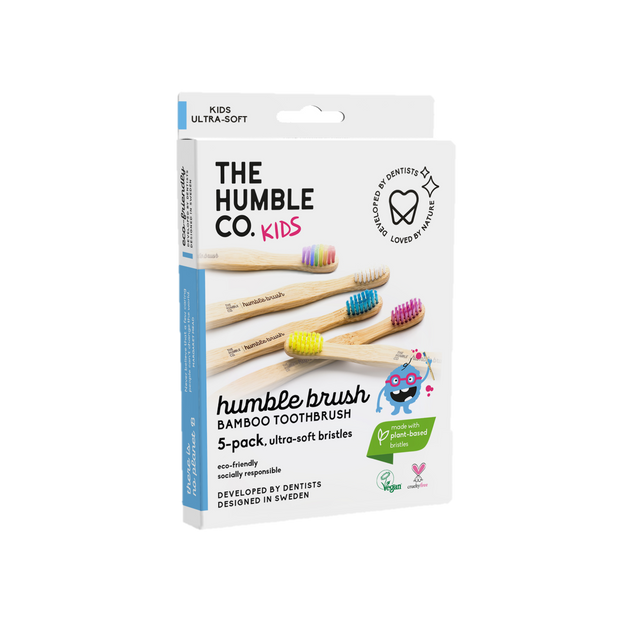 The Humble Co. KIDS Детски бамбукови четки за зъби: Комплект от 5бр Многоцветни - Sensitive 