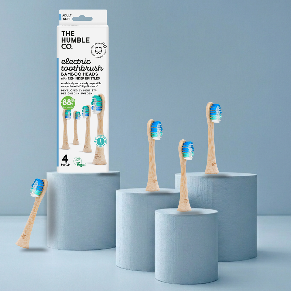 The Humble Co. Бамбукови глави с Reminder влакна за електрическа четка Philips Sonicare 4бр. - Мека 