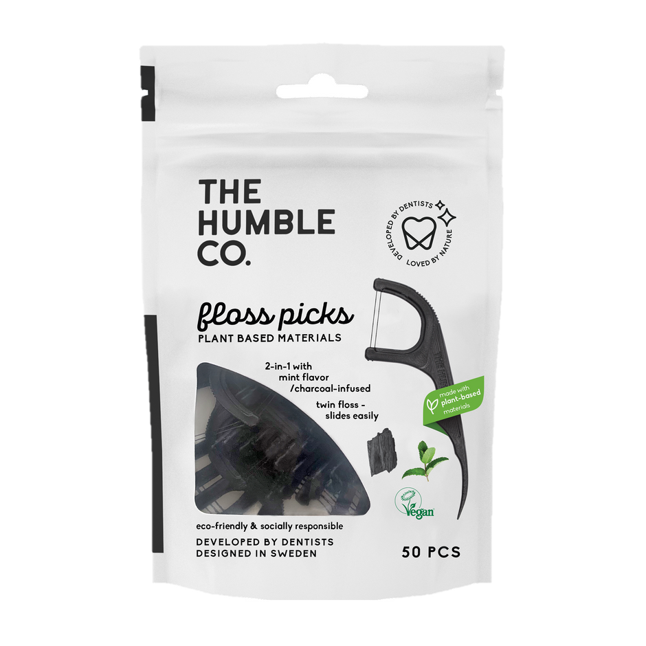 The Humble Co. Лъкчета за зъби с двоен конец 50бр - С активен въглен