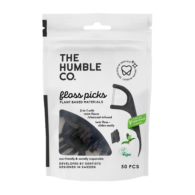 The Humble Co. Лъкчета за зъби с двоен конец 50бр - С активен въглен 