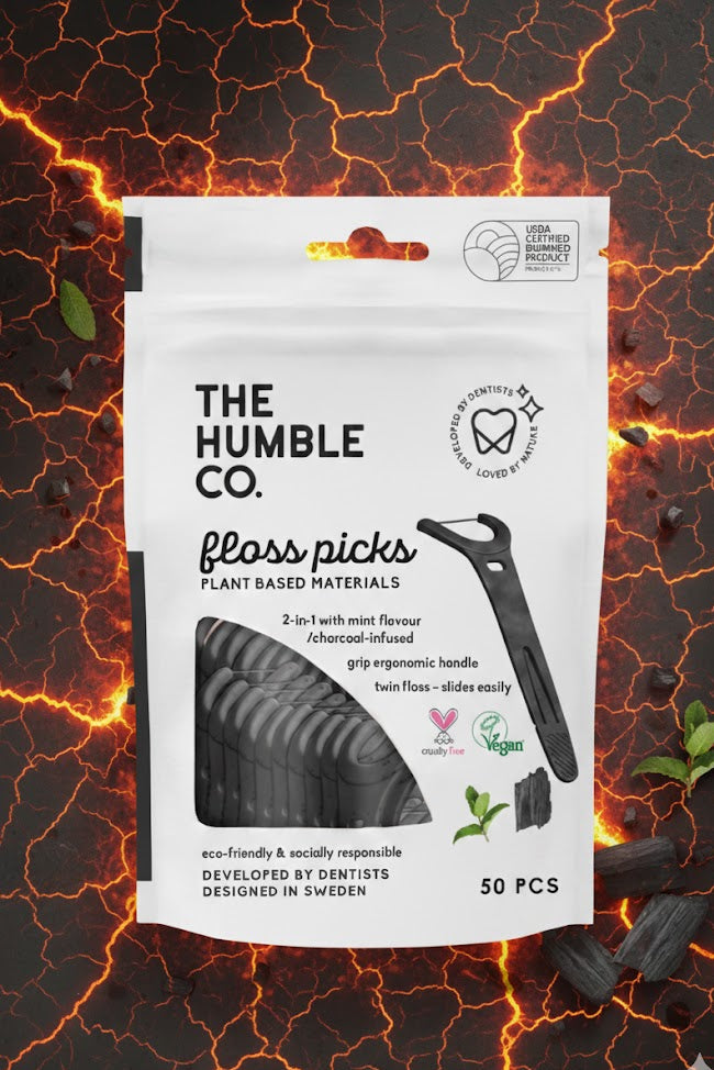 The Humble Co. Лъкчета за зъби Grip с двоен конец 50бр - С активен въглен