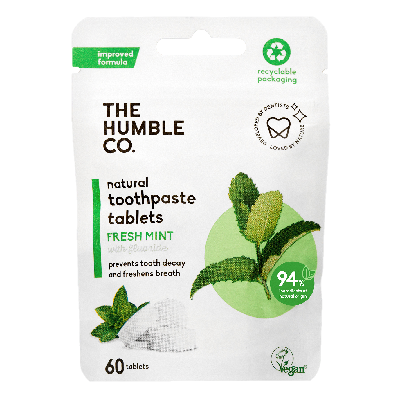 The Humble Co. Паста за зъби на таблетки 60бр - Мента