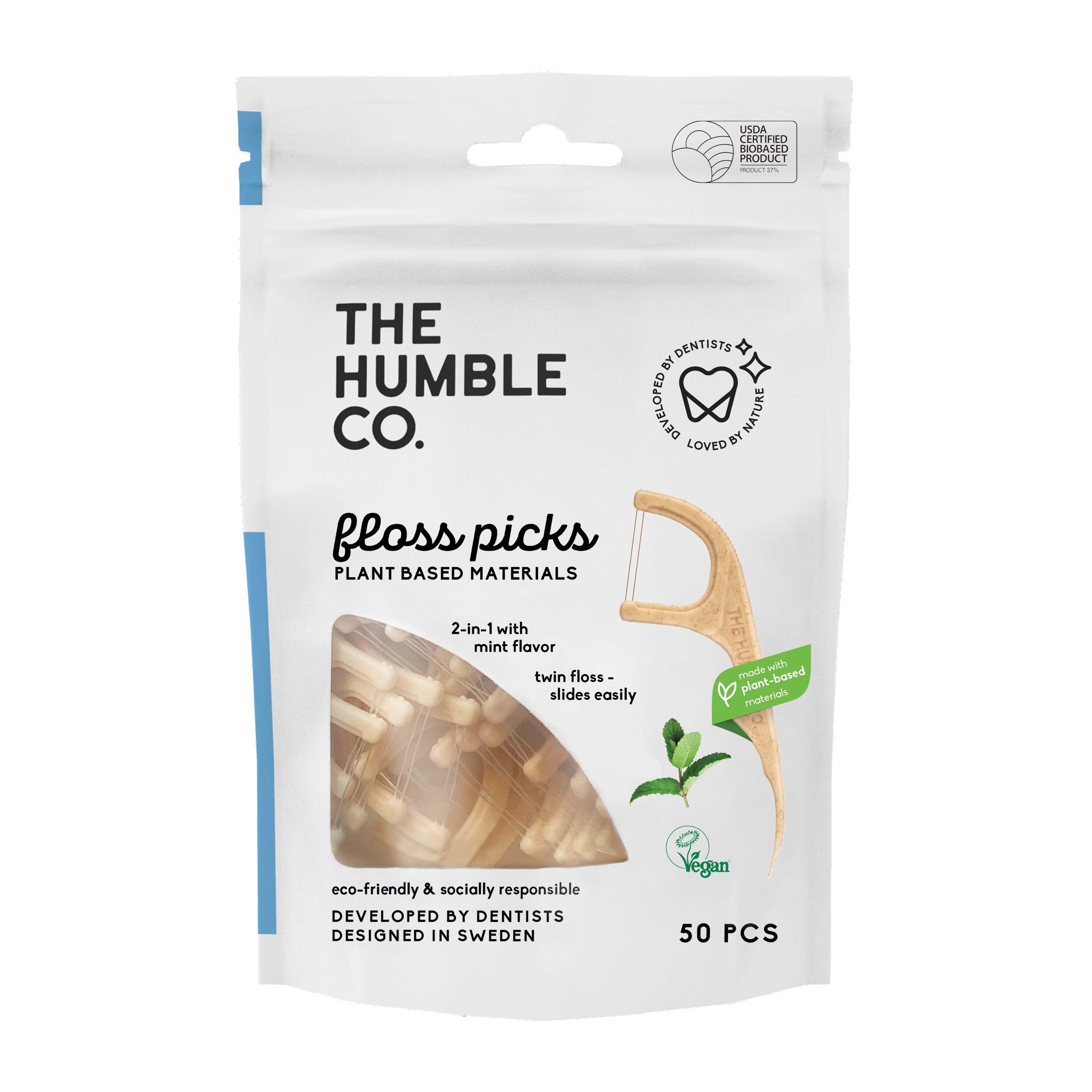 The Humble Co. Лъкчета за зъби с двоен конец 50бр - Мента