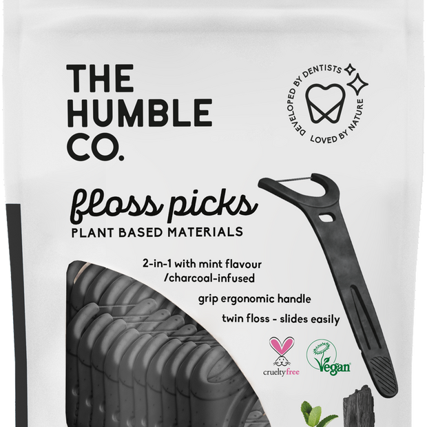 The Humble Co. Лъкчета за зъби Grip с двоен конец 50бр - С активен въглен 