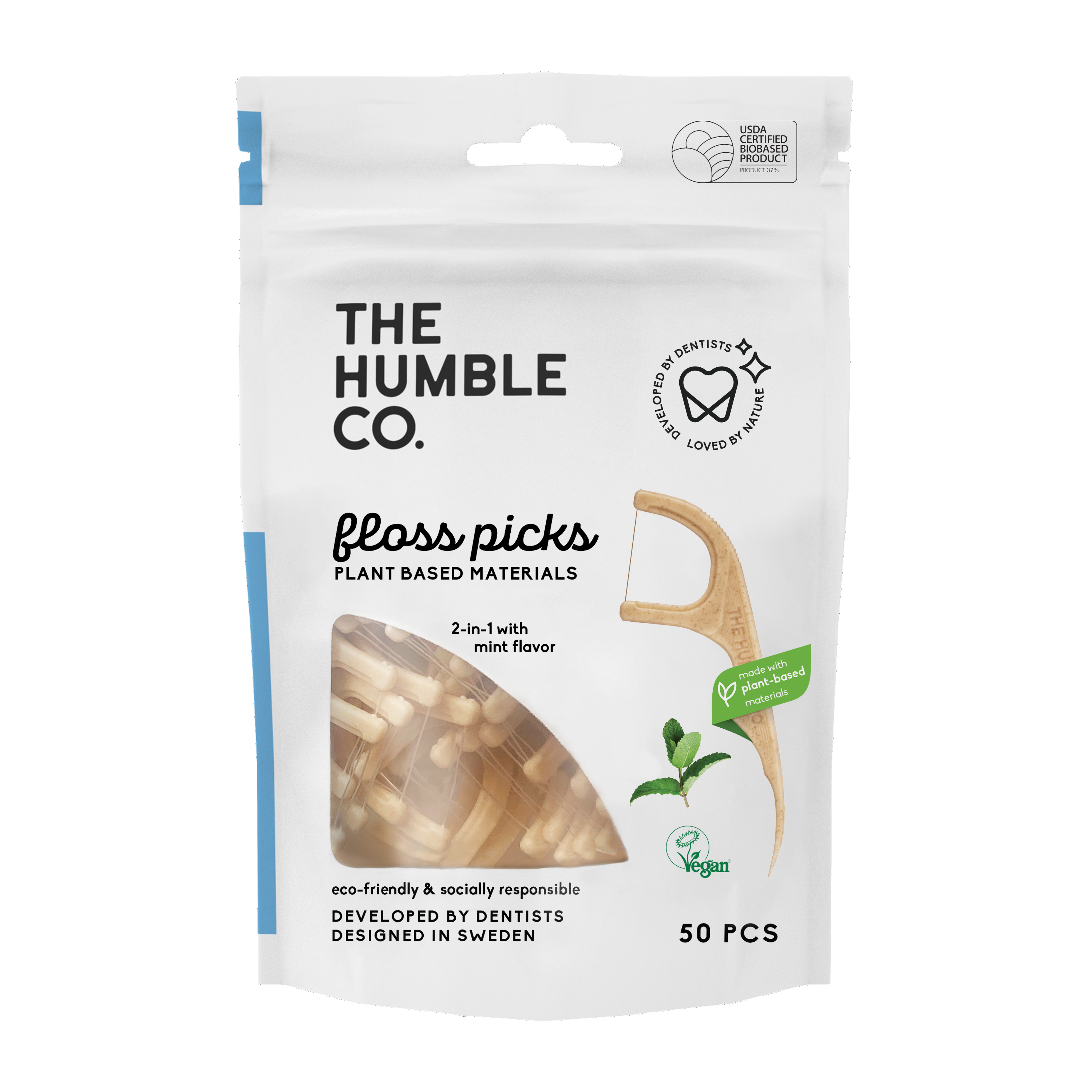 The Humble Co. Лъкчета за зъби с единичен конец 50бр - Мента