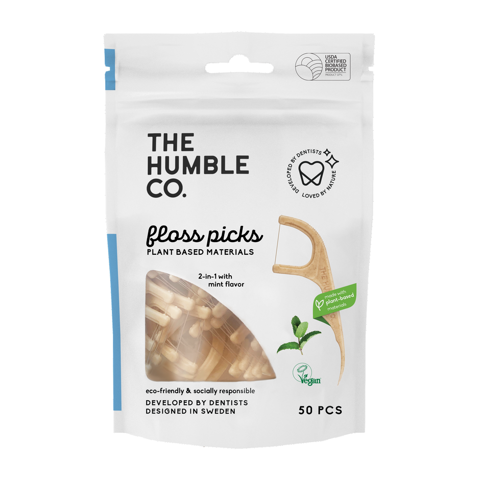 The Humble Co. Лъкчета за зъби с единичен конец 50бр - Мента