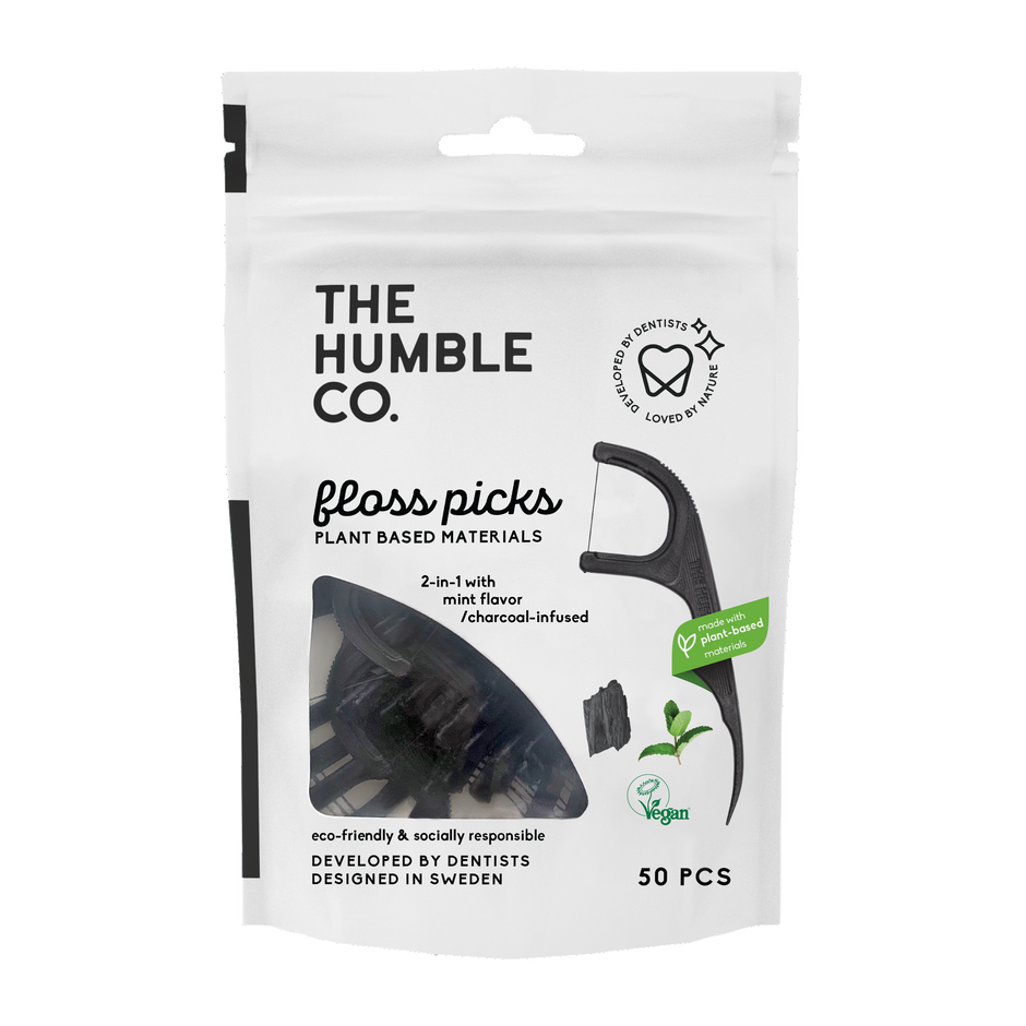 The Humble Co. Лъкчета за зъби с единичен конец 50бр - С активен въглен