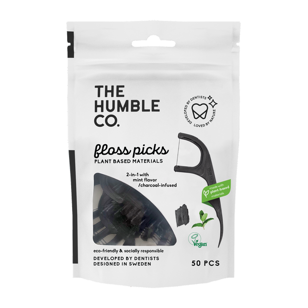 The Humble Co. Лъкчета за зъби с единичен конец 50бр - С активен въглен