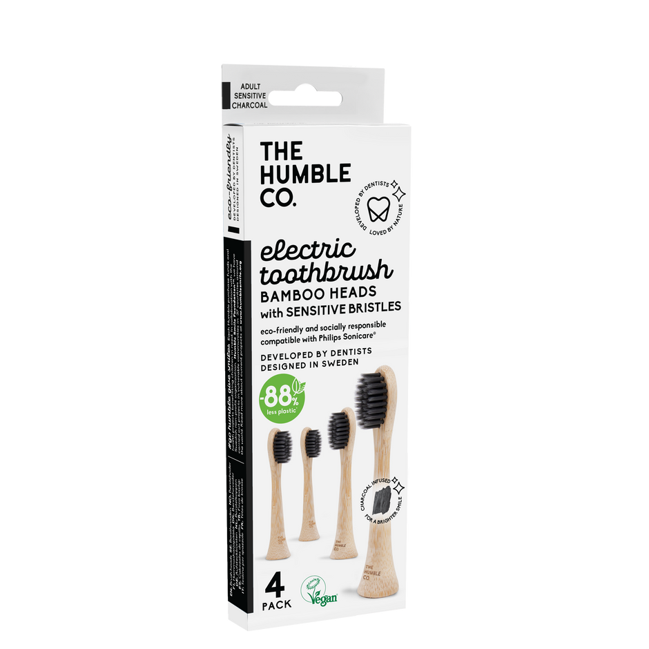 The Humble Co. Бамбукови глави с активен въглен за електрическа четка Philips Sonicare 4бр. - Sensitive