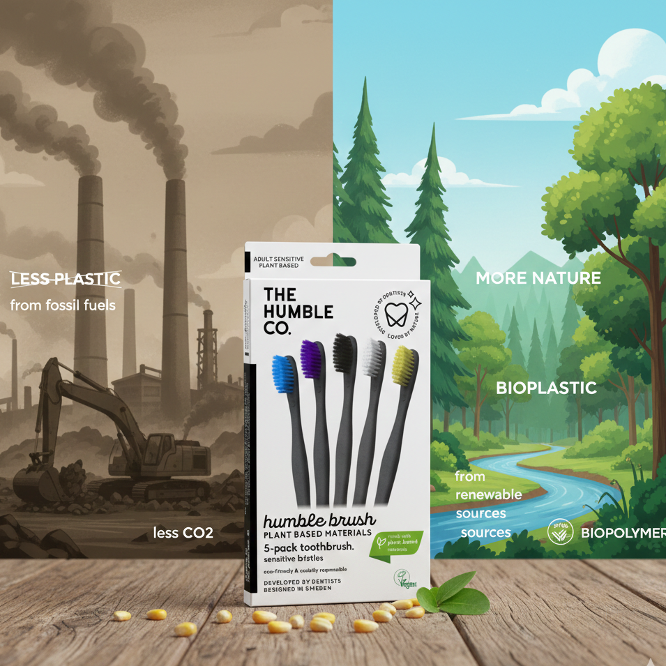 The Humble Co. Четки за зъби на растителна основа: Комплект от 5бр Многоцветни - Soft