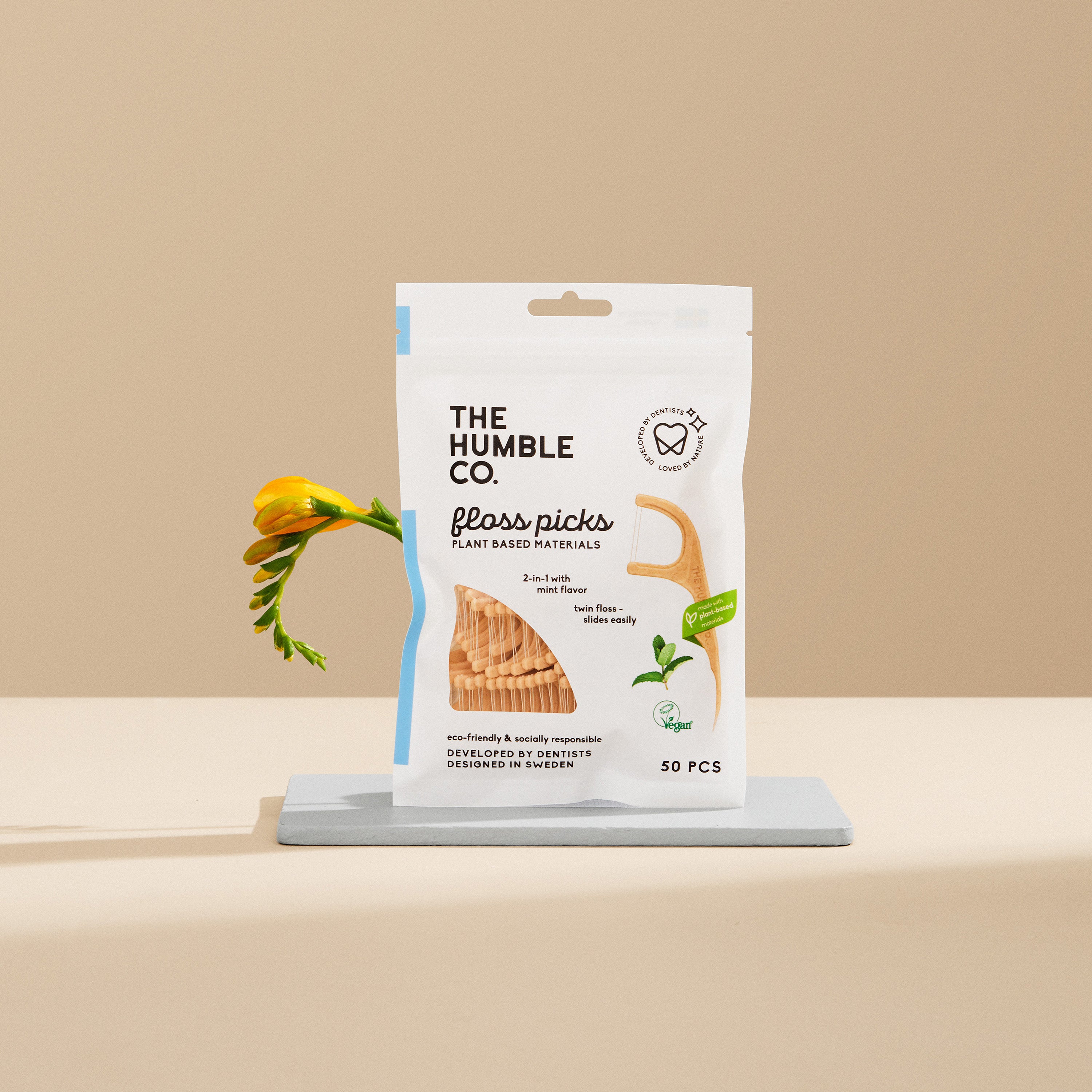 The Humble Co. Лъкчета за зъби с единичен конец 50бр - Мента
