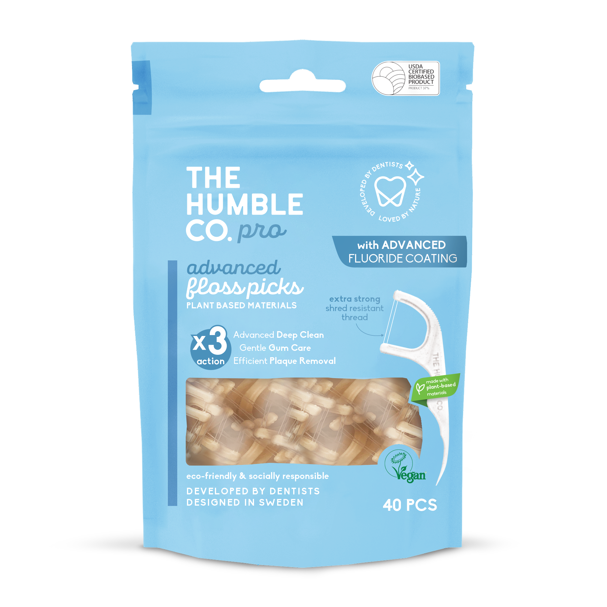 The Humble Co. PRO Лъкчета за зъби 40бр - Мента