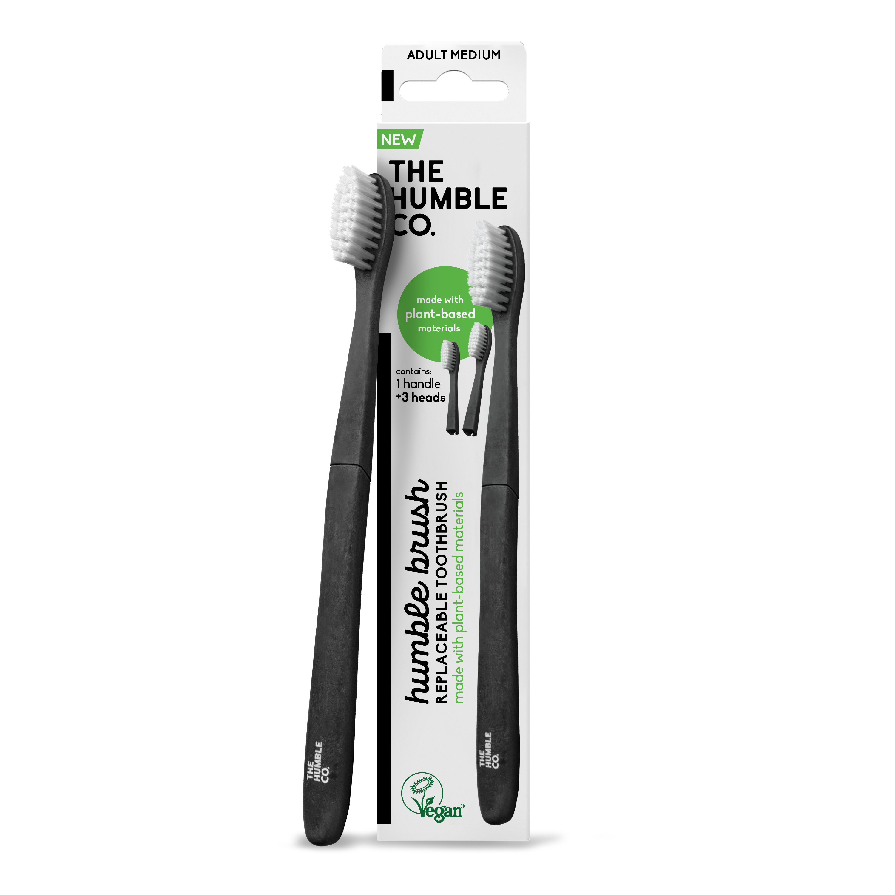 The Humble Co. 3 in 1 : Четка на растителна основа за зъби с 2бр сменяеми глави в комплекта